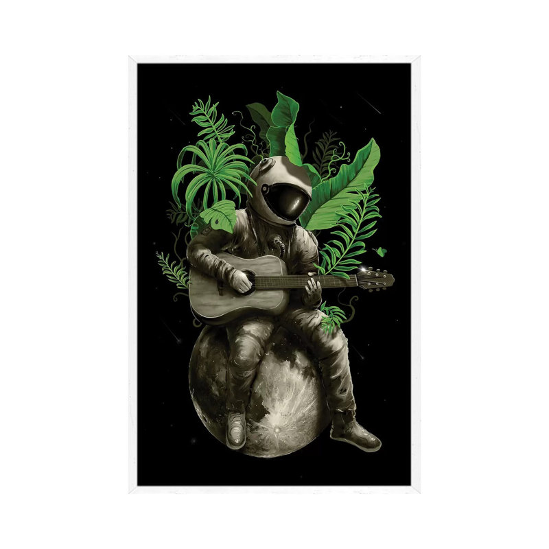 Astropical Strum 1 Piece Wall Art on Canvas, 152.4cm H x 101.6cm W x 3.81cm D, White Framed