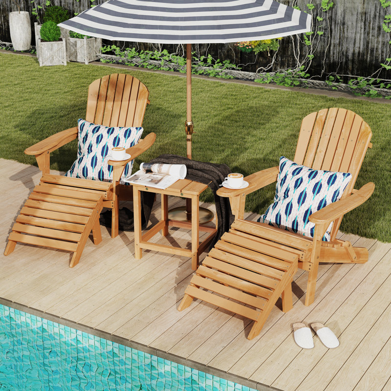 Repose-pieds Adirondack pliant en bois, repose-pieds de patio pour jardin, pelouse, cour, piscine, plage, foyer, Marron clair