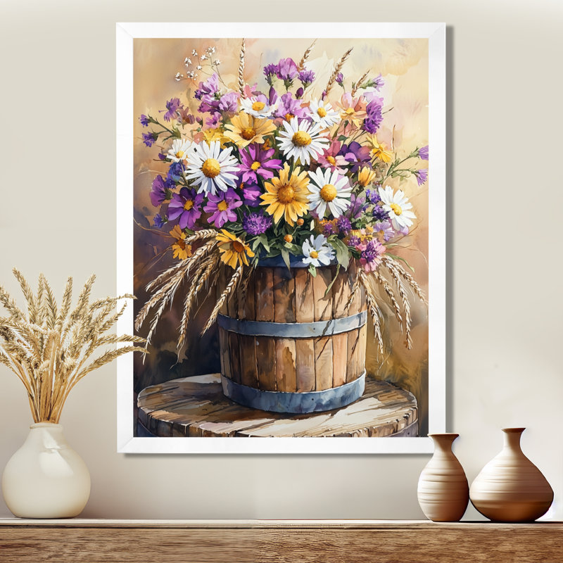 Mullings - impressions murales florales, H 20 po x l 12 po, Reproduction encadrée d'une seule photo, Blanc
