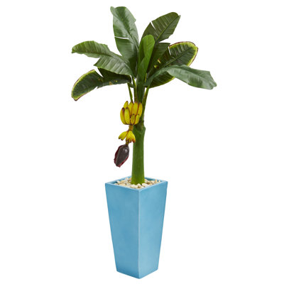 48'' Faux Banana Leaf Tree in Ceramic Planter