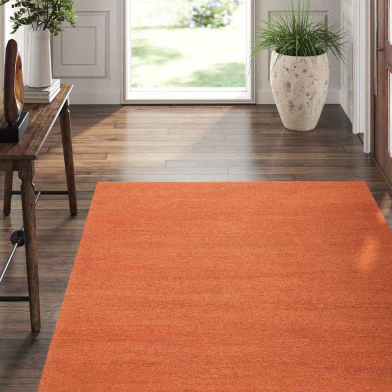 Sprouts Wool Area Rug in Orange, Rectangle 10' x 14'