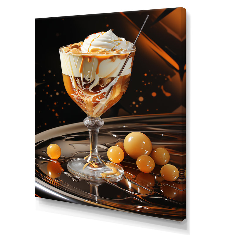 Brandy Alexander Creamy Caramel Cocktail II - Art mural cocktails, H 40 po x l 30 po x P 1,5 po