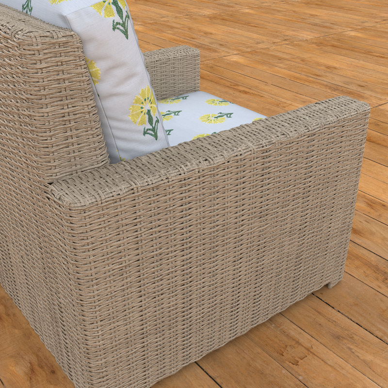 Fauteuil de jardin Henri en résine tressée résistante aux intempéries avec coussins Sunbrella, Sunbrella® Canvas Navy