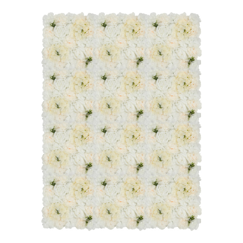 Panneau mural fleur artificielle, 12, White, Light Champagne