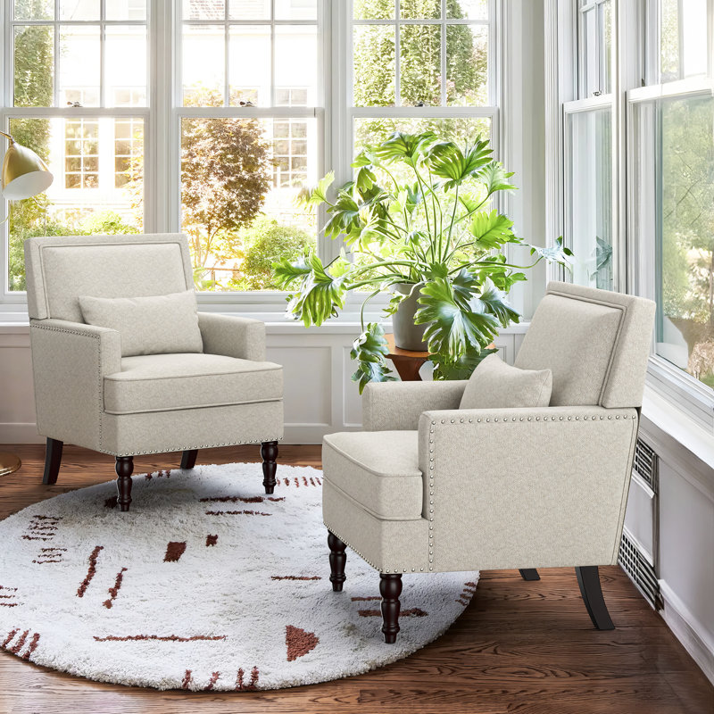 Arafa Upholstered Armchair, Beige Linen