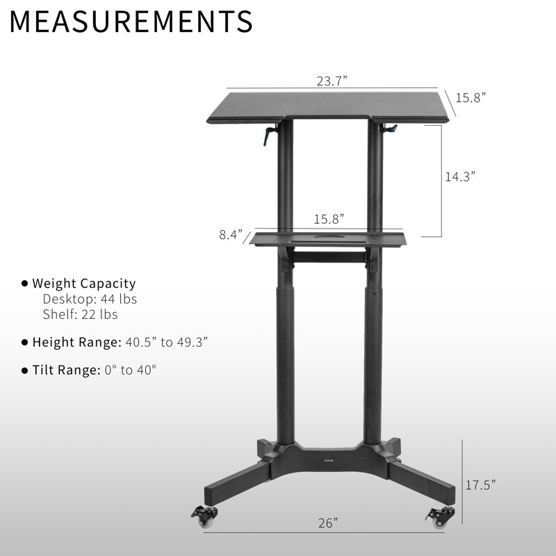 Mobile Rolling Podium Adjustable Laptop Cart