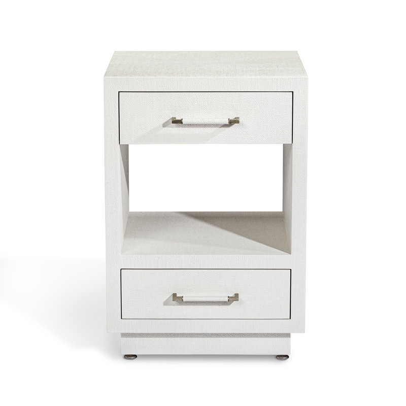 Taylor 18'' W Nightstand, 26" H x 18" W x 18" D, Natural White/Champagne Silver