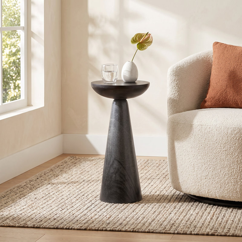 Manya Solid Wood Top End Table, Black