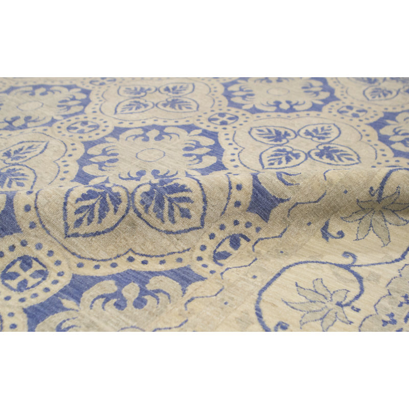 Tapis bleu et brun de haute qualité noué à la main Ziegler