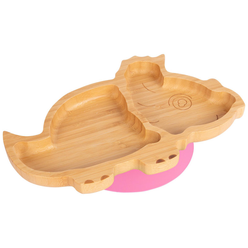 Tiny Dining - Children's Bamboo Suction Dinosaur Plate, Pink