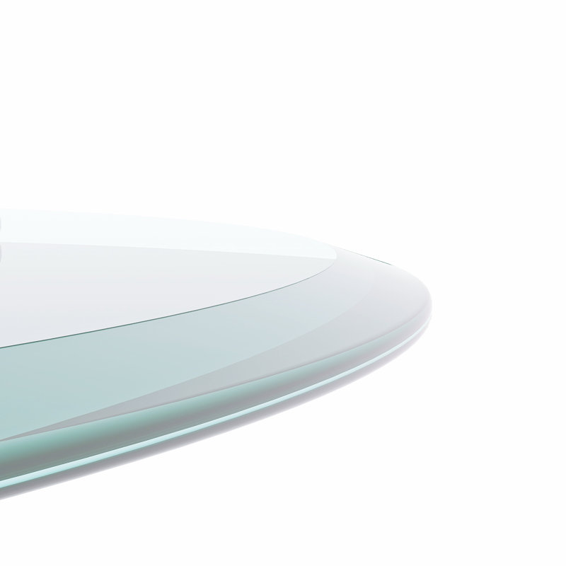 Plateau de table rond en verre trempé, 0.48" H x 31.9" W x 31.9" D, Transparent
