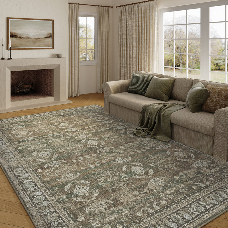 Kitty Machine Washable Oriental Area Rug for Living Room with Non-Slip Backing, Rectangle 8' x 10'