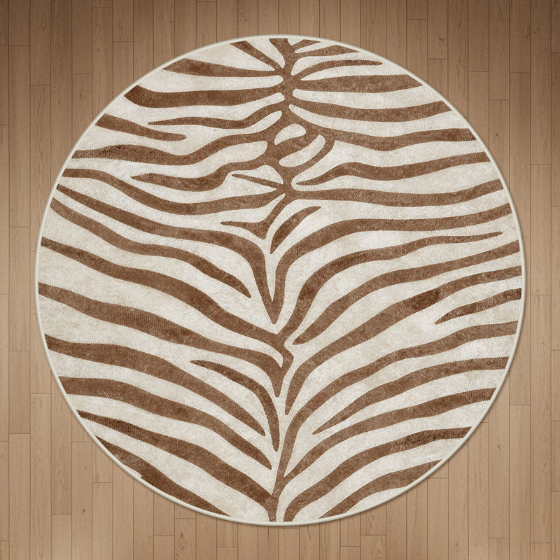 Tapis zébré Albertslund, Beige; café, Rond 5 pi