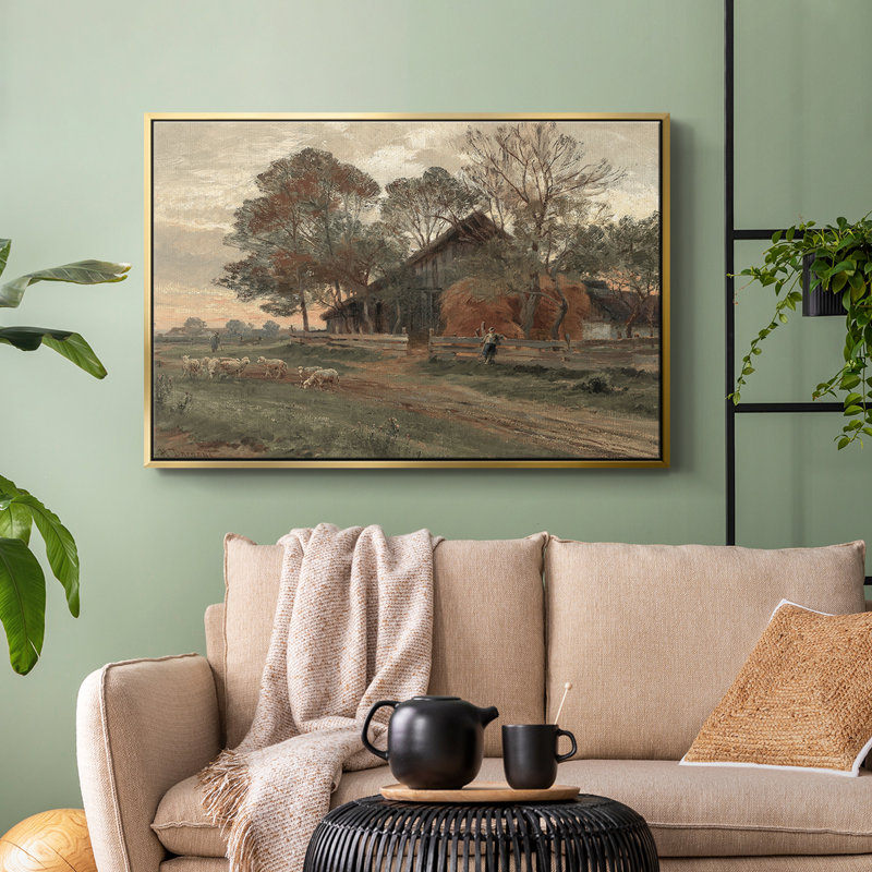 Paysage rétro - Toile tendue avec châssis DCXLIV, H 17 po x l 25 po, Or
