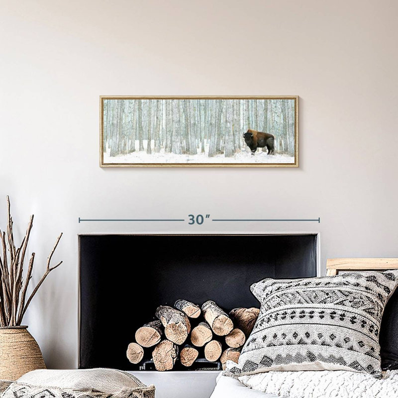 Alberta Winter, 25 po x 9 po, Cadre flottant en bois naturel