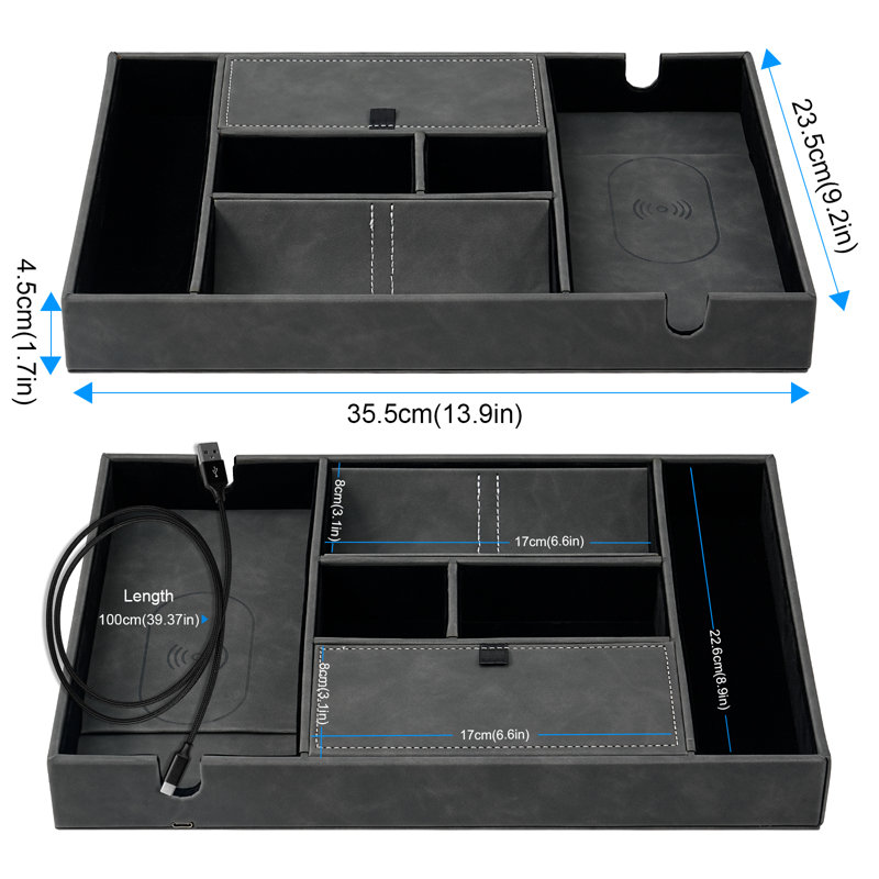 TRIXES @Home Jewellery Organiser Tray + Dividers, Grey