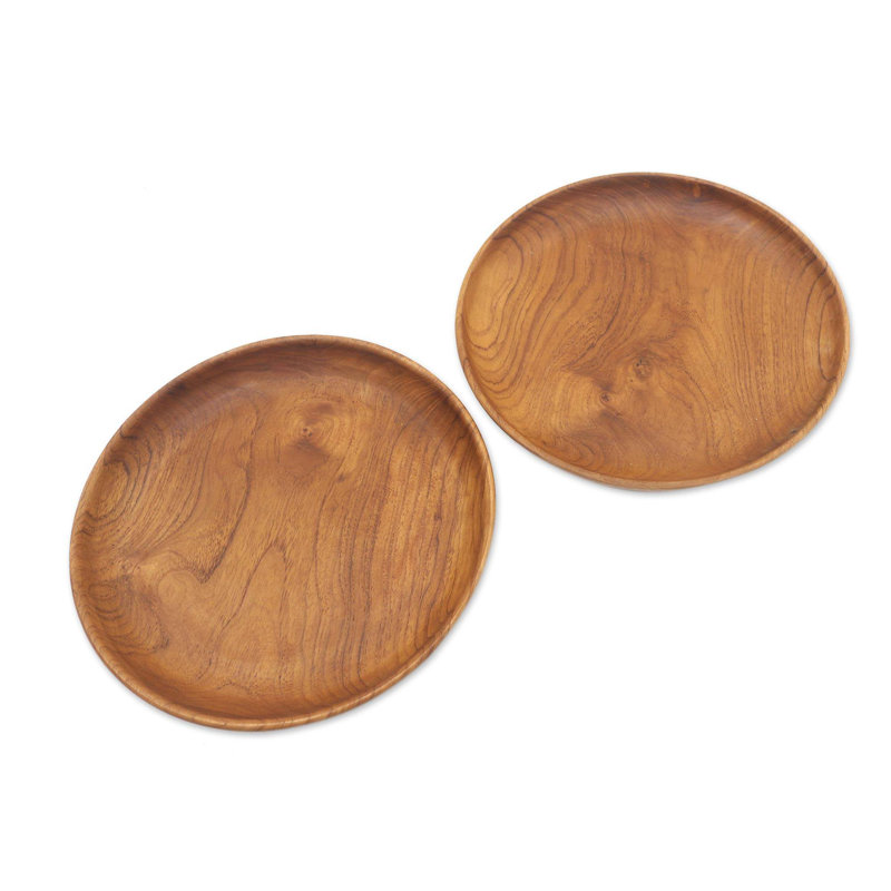 Assiettes en bois de teck