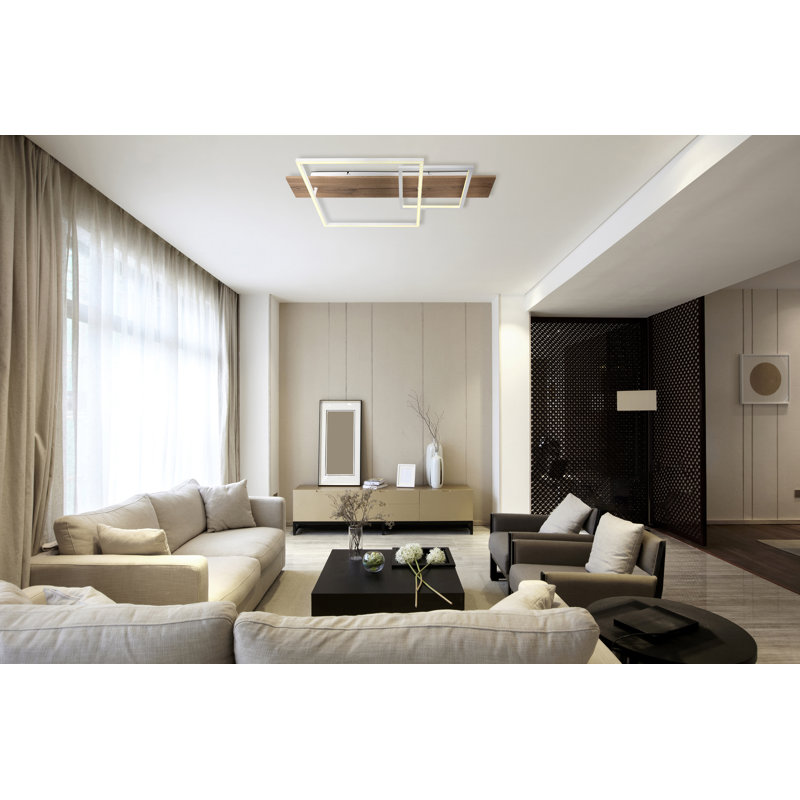 Aubriona LED Semi Flush Mount, White/Brown