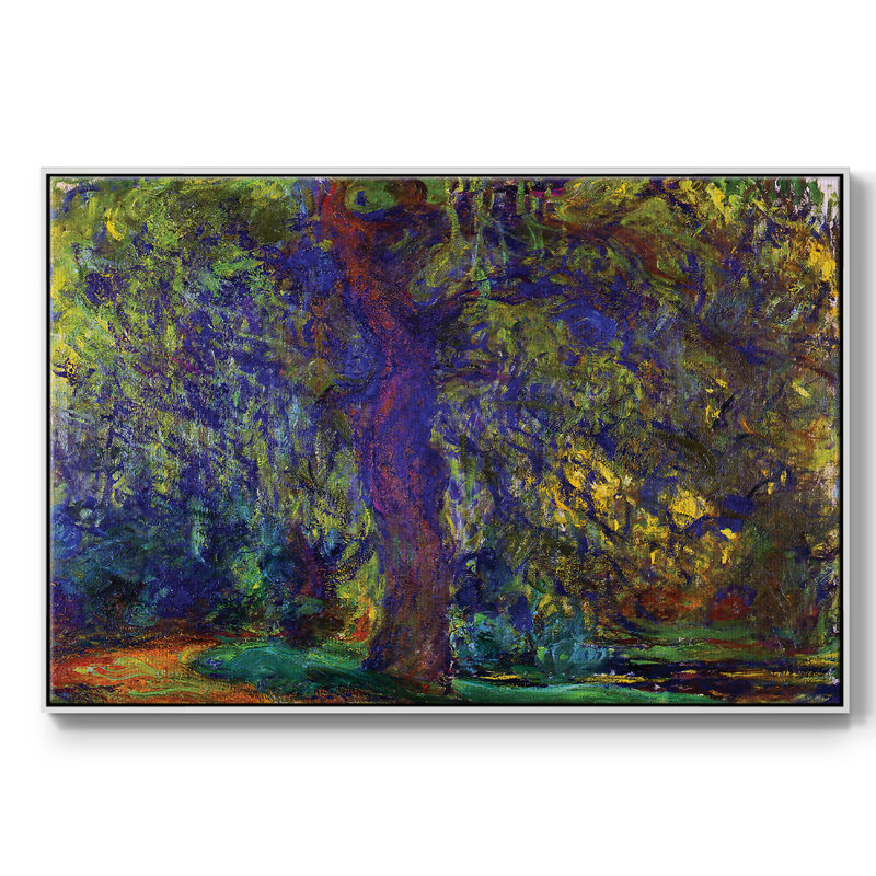 «Weeping Willow 1», reproduction d'art sur toile encadrée 1, H 25 po x l 37 po x P 2 po, Blanc