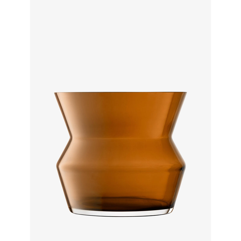 Sculpt Glass Candle Holder, 9" H x 10.25" W x 10.25" D, Cognac