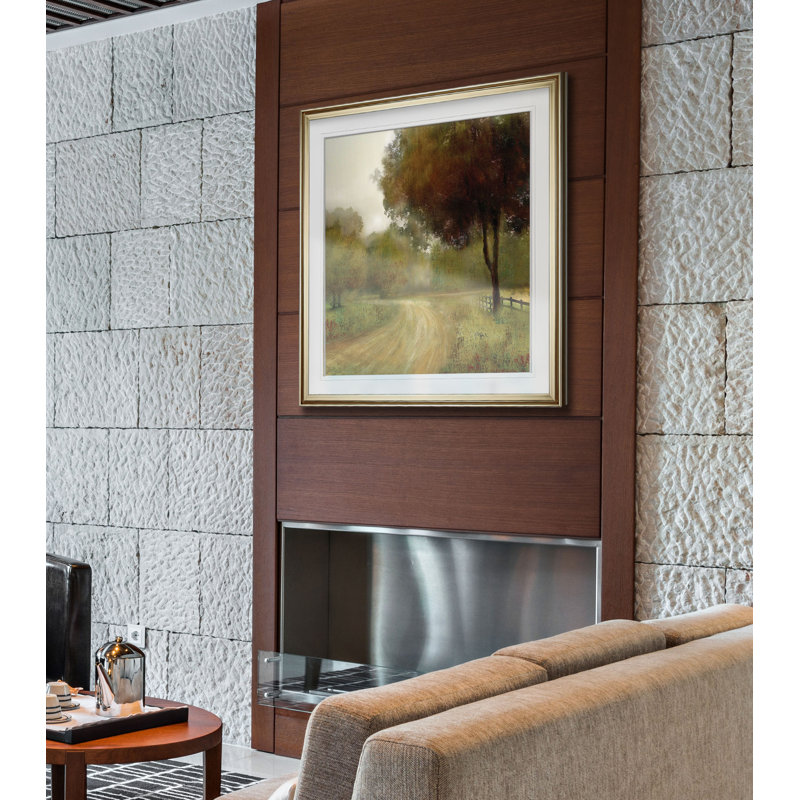 " Country Road ", 27" H x 27" W x 1.5" D, Gold Framed