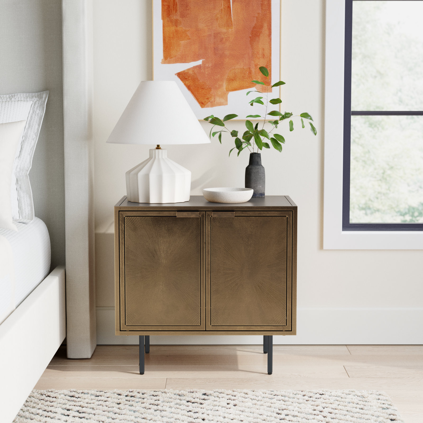 Melissa Metal 25" Nightstand, Aged Brass