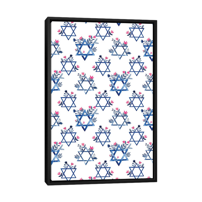 Collection de boho Hanoukka E par Grace Popp-impression d’art graphique, H 48 po x l 32 po x P 1,5 po, Toile avec cadre noir