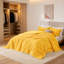 Ensemble de couette en polaire moelleuse Queen jaune vif