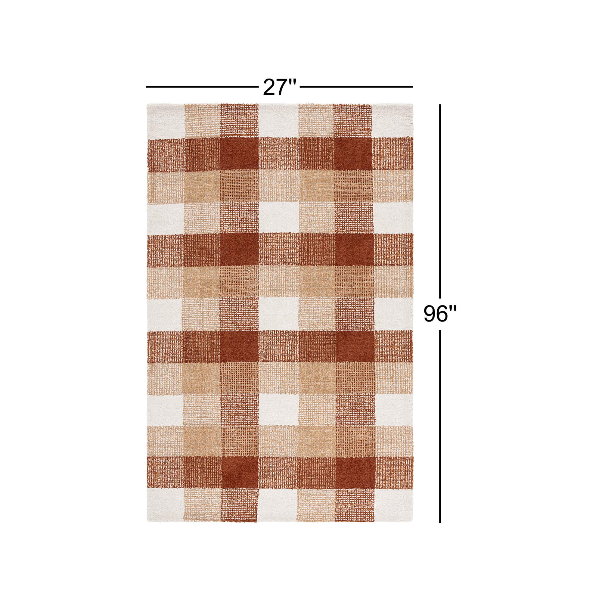 Genre Hand Tufted Wool;Cotton Plaid Rug, Runner 2'3" x 8'