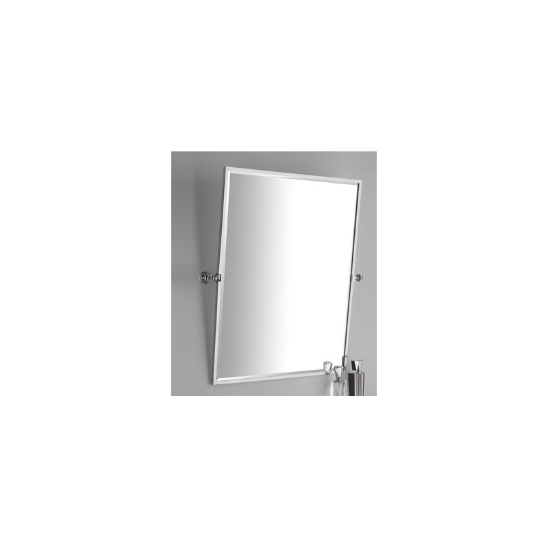 Flat Metal Beveled Wall Mirror, Polished Chrome