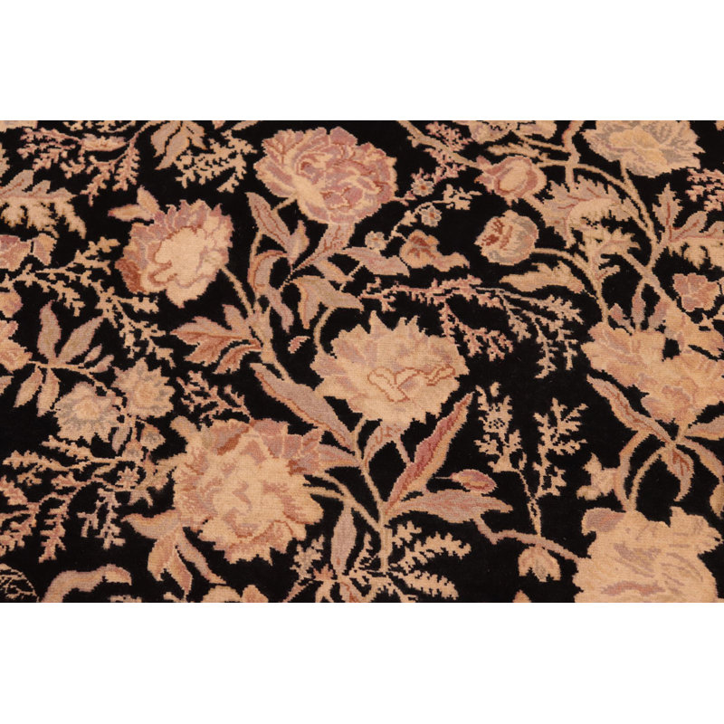 Hand-Knotted Black Wool Traditional Rectangular Rug 8'1'' x 10'1''