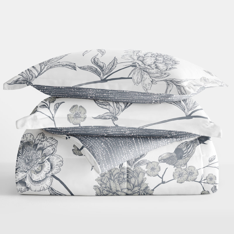 Ensemble d'édredon réversible en duvet synthétique Molly Botanicals, Édredon simple TG + 1 taie décorative