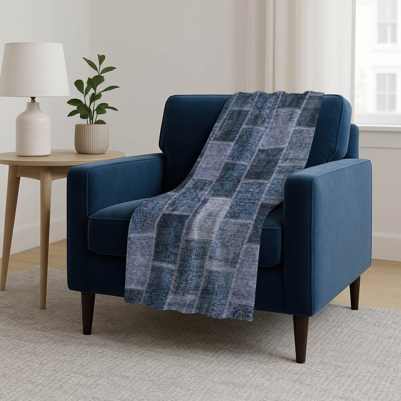 Jeté patchwork Addison Sherpa ASB772, Bleu