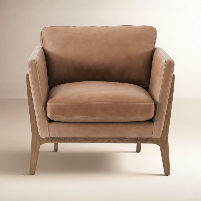 Kenia Upholstered Armchair, Palermo Drift Top Grain Leather, Distressed Natural