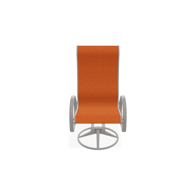 Fauteuil de patio pivotant Hiraku, Gris chaleureux texturé, Toile Sunbrella® tangerine