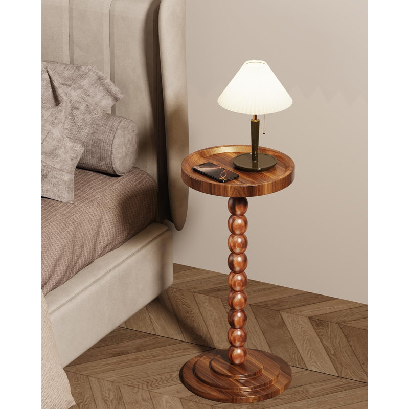 Table d'appoint ronde en bois et table basse avec piliers robustes en bois massif