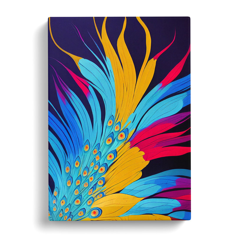 Peacock Feathers Abstract - Wrapped Canvas Print, 50cm H x 35cm W