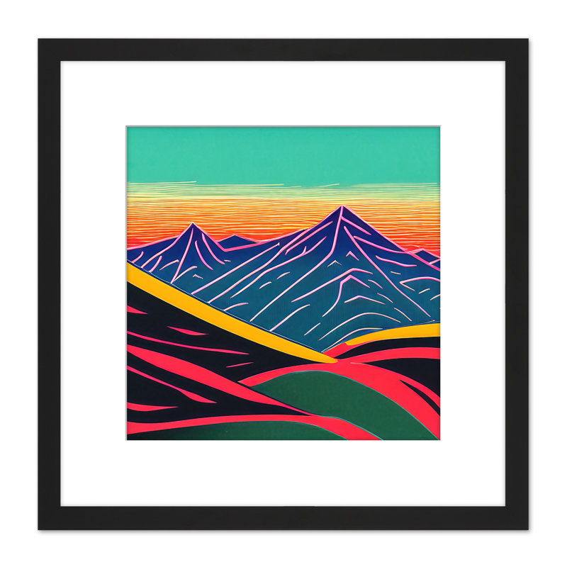 Mountain Landscape Sunrise Sunset 1 Piece Single Picture Frame Wall Art