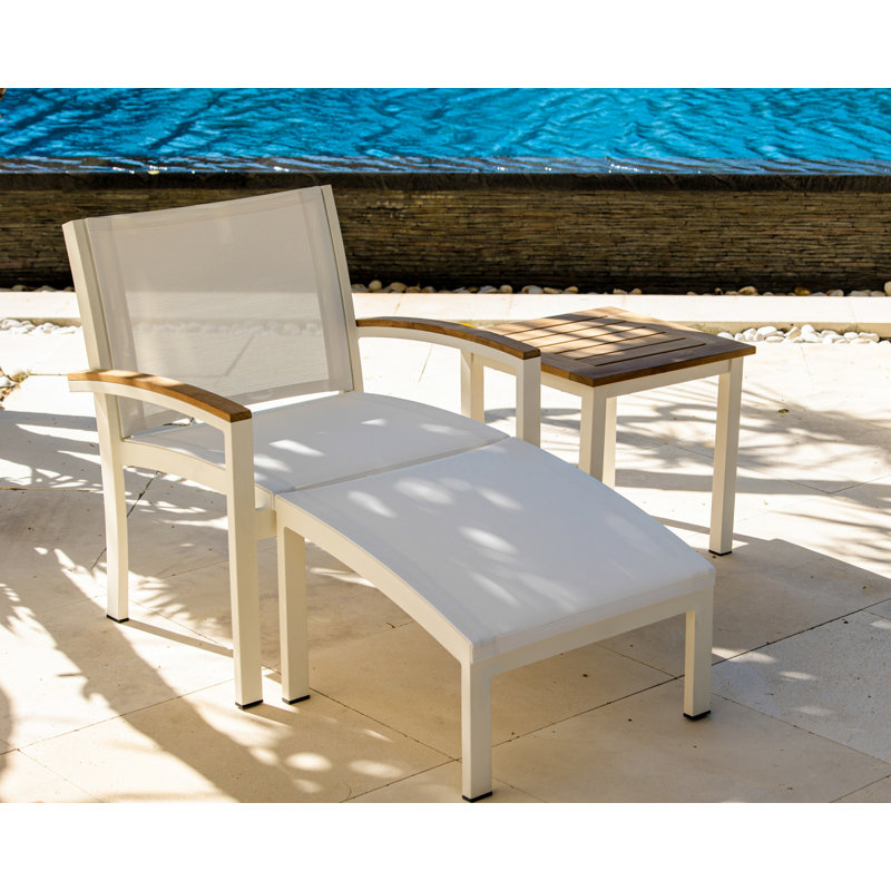 Soho 20" Teak Aluminum Outdoor Tall Square Side Table, White