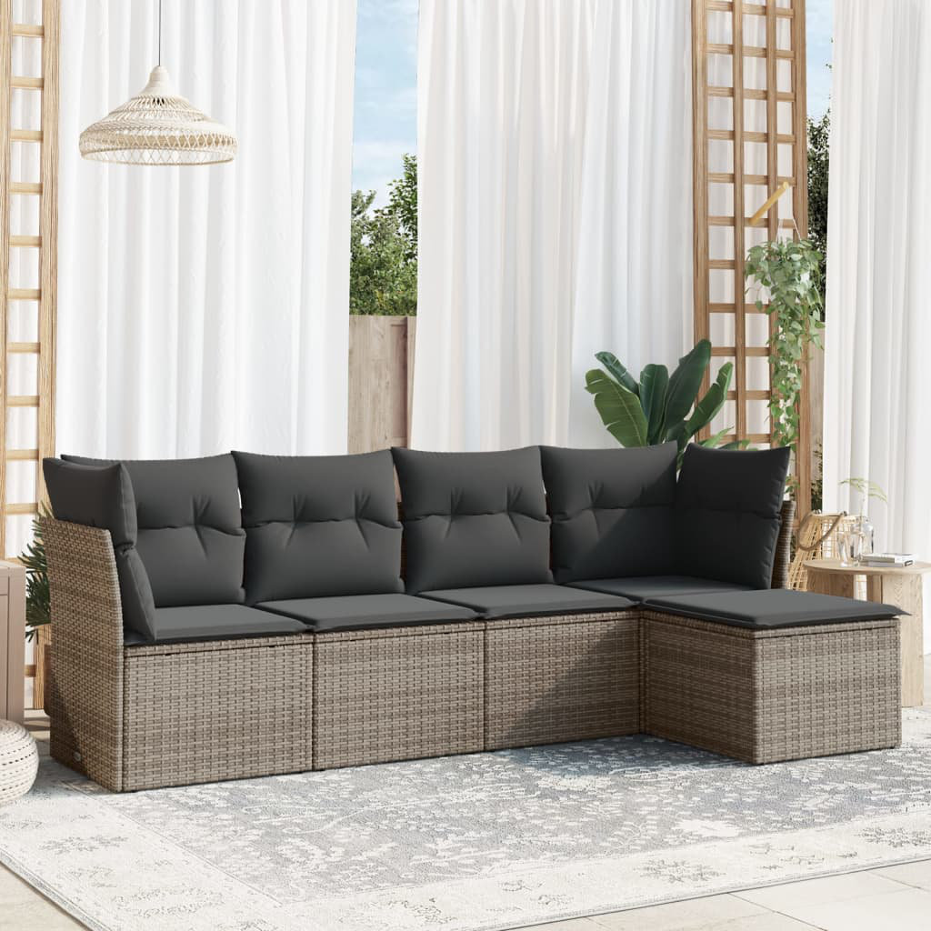 Vidaxl 5-Tlg. Garten-Sofagarnitur aus Polyrattan mit Kissen