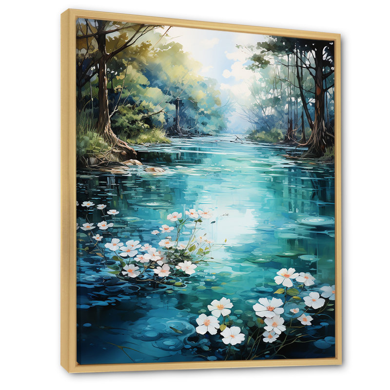 Romantiques sérénités florales II - impression, Cadre naturel flottant, H 32 po x l 16 po x P 1 po