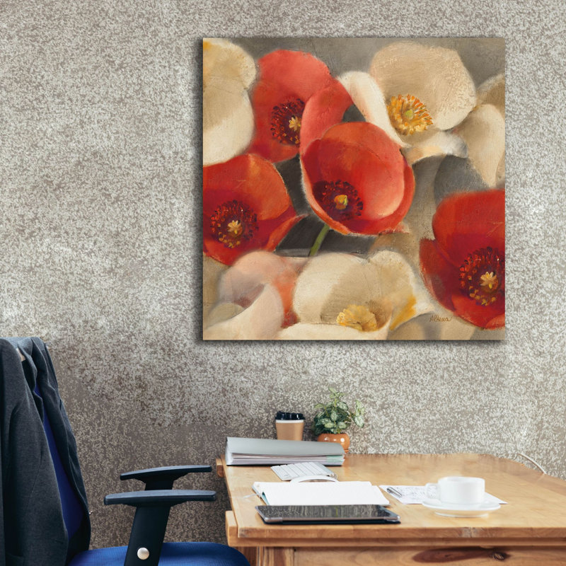 Toile épique Graffiti «Poppies Bloom 2» par Albena Hristova, 37 po x 37 po