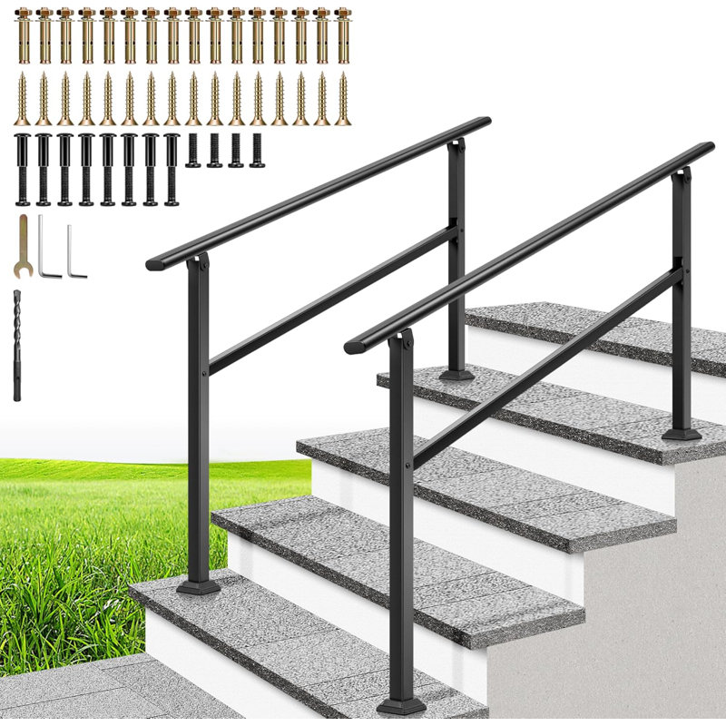 Garde-corps extérieur ovale noir à 4 marches (paquet de 2), H 36,2 po x l 3,2 po x P 53,9 po