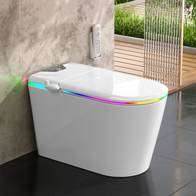 BCAN Nordic Smart Toilet With Bidet And Auto-Open Lid, Soft-Closing Heat Seat, Tankless 1.28 Gallons Auto Dual Flush, Massage Clean, Warm Wash/Dryer, Aroma Diffuser, Remote Control