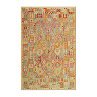Contemporary Orange/Yellow/Green Area Rug