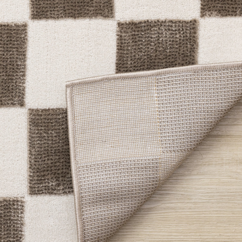 Tapis d'intérieur à carreaux brun Marshay, Rectangle 5 pi 3 po x 7 pi 7 po
