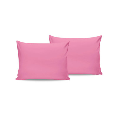 Soft Cotton Pillowcase Set (2 Pieces), Pink, 19.7 x 31.5 inches | 100% Cotton Ranforce, 4.1 oz/sq yd | Machine Washable at 104°F, No Bleach | Ideal for Comfort and Style in Any Bedroom