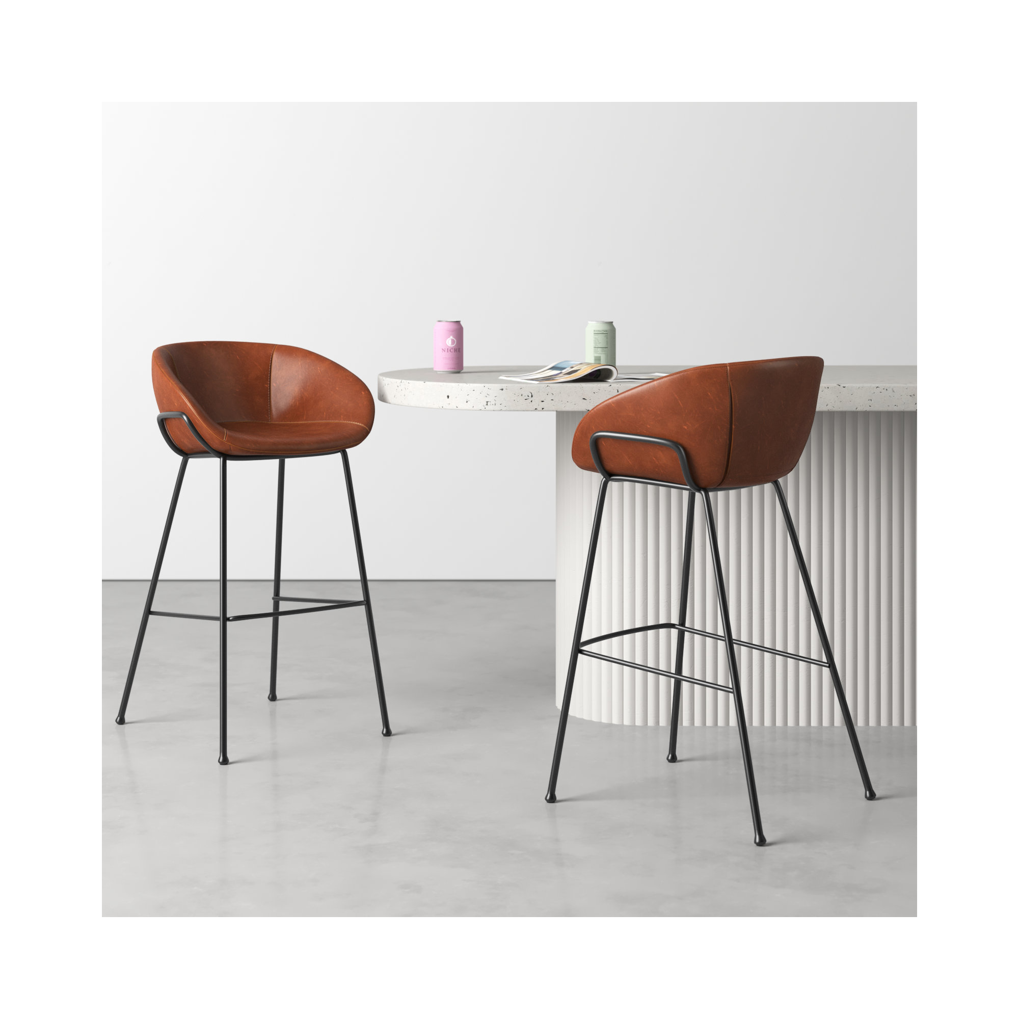 Ardea Counter & Bar Stool, Dark Brown Faux Leather, Bar Stool (29.93" Seat Height)
