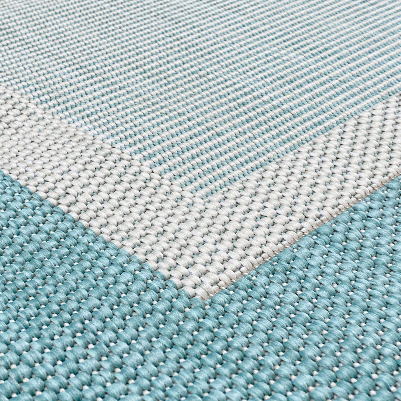 Tapis intérieur / extérieur turquoise Deerfield, Rectangle 8 pi 9 po x 12 pi 2 po