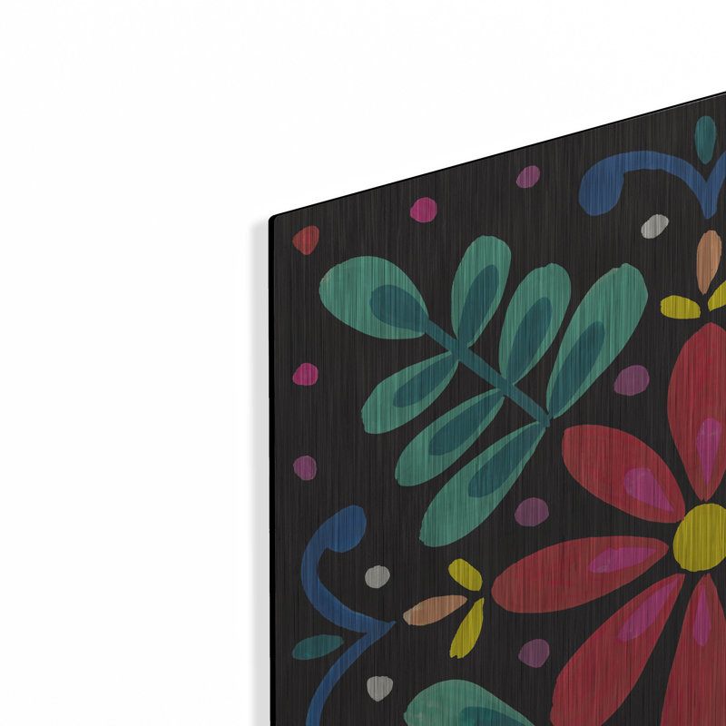 «Floral Fiesta Tile 6» par Laura Marshall, art mural en métal, H 24 po x l 24 po